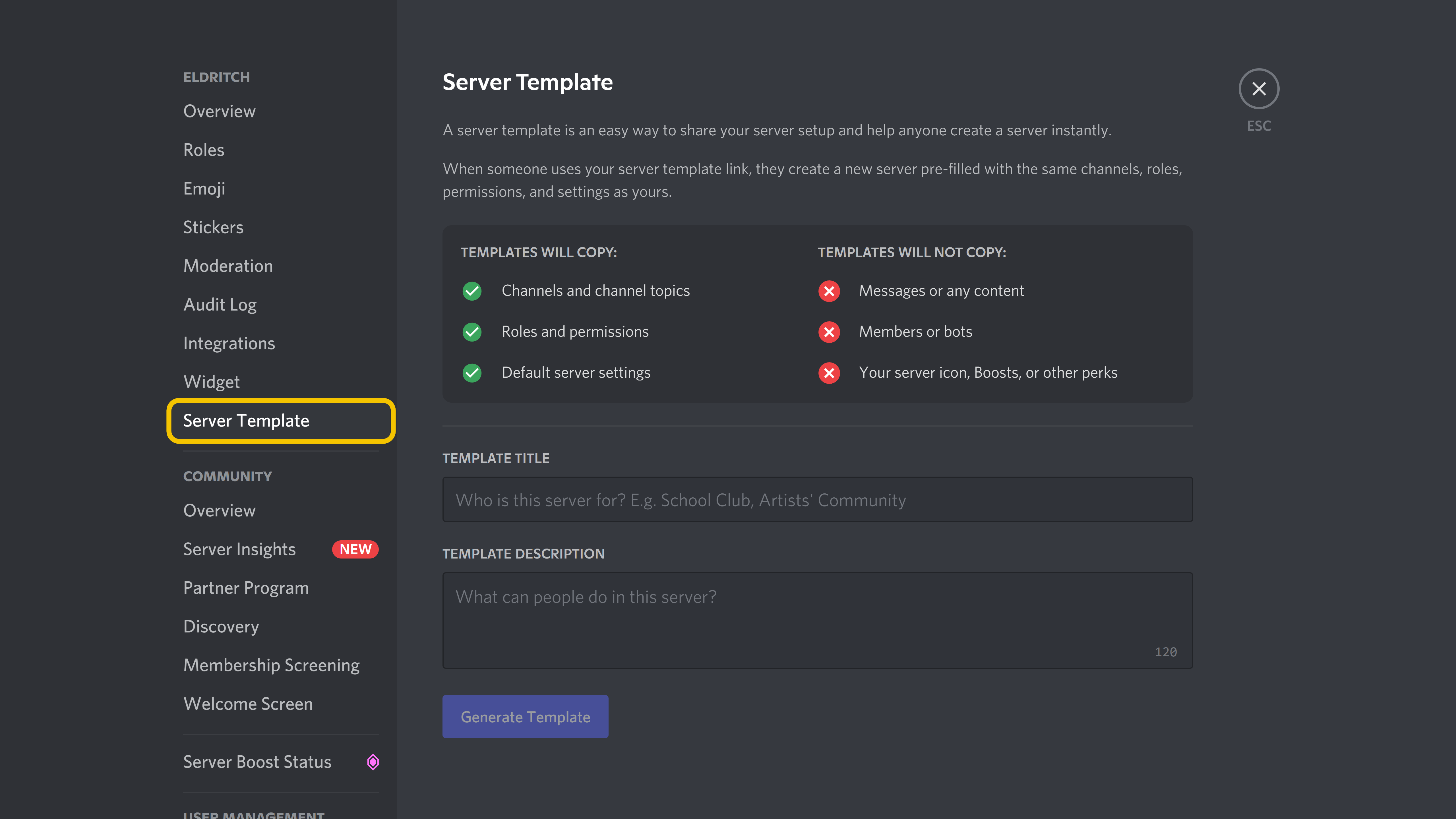 Importing Discord Server Templates Guilded