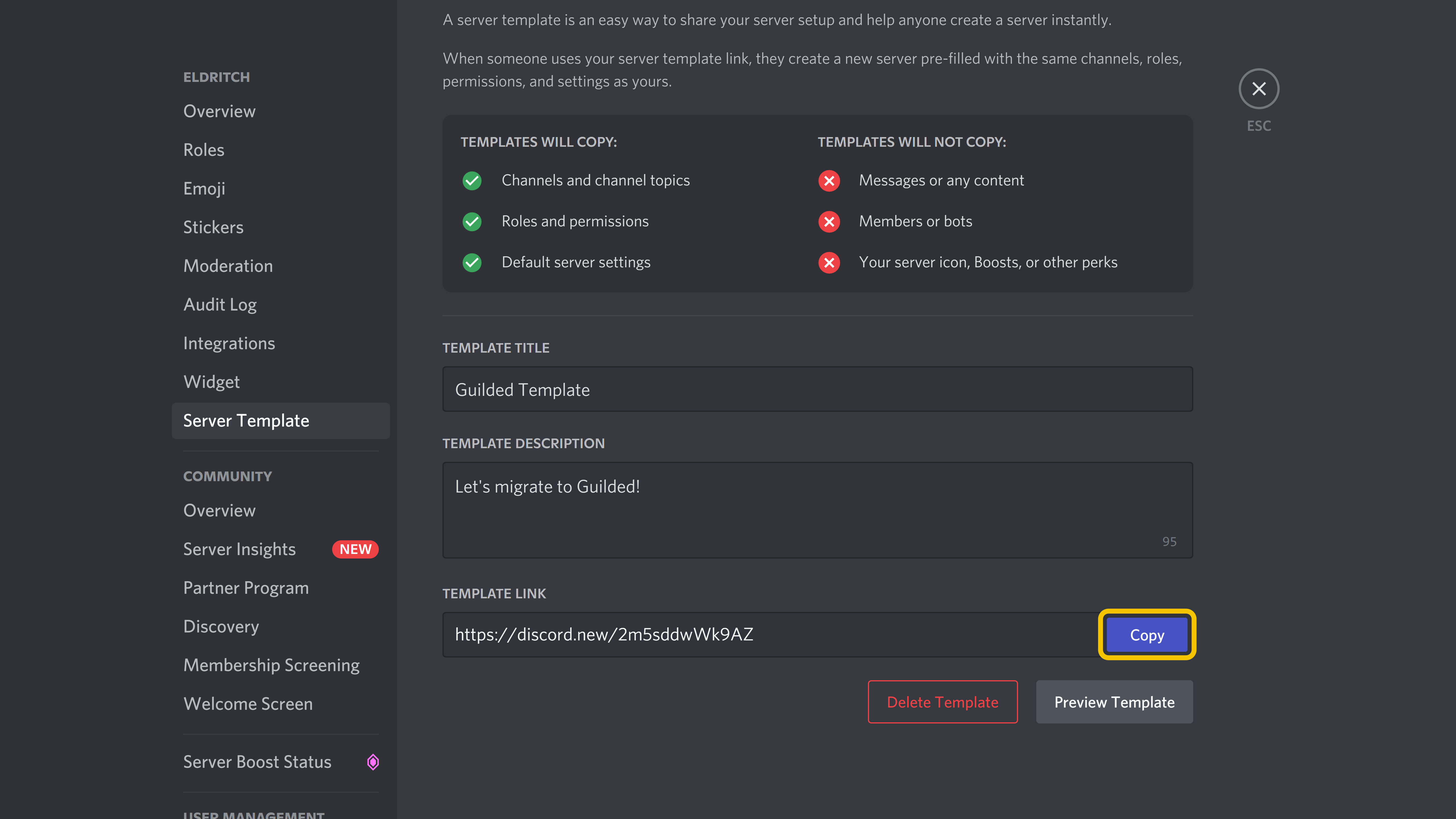 Importing Discord Server Templates Guilded