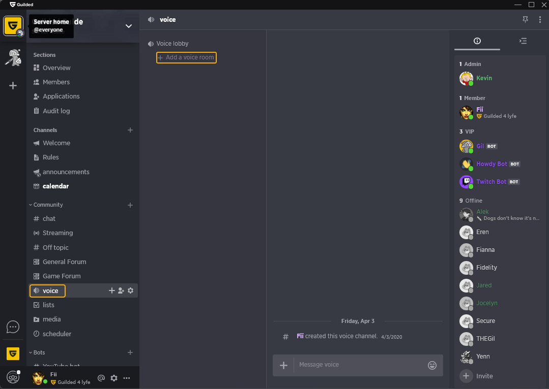 Discord bot to make Voice Channel members list